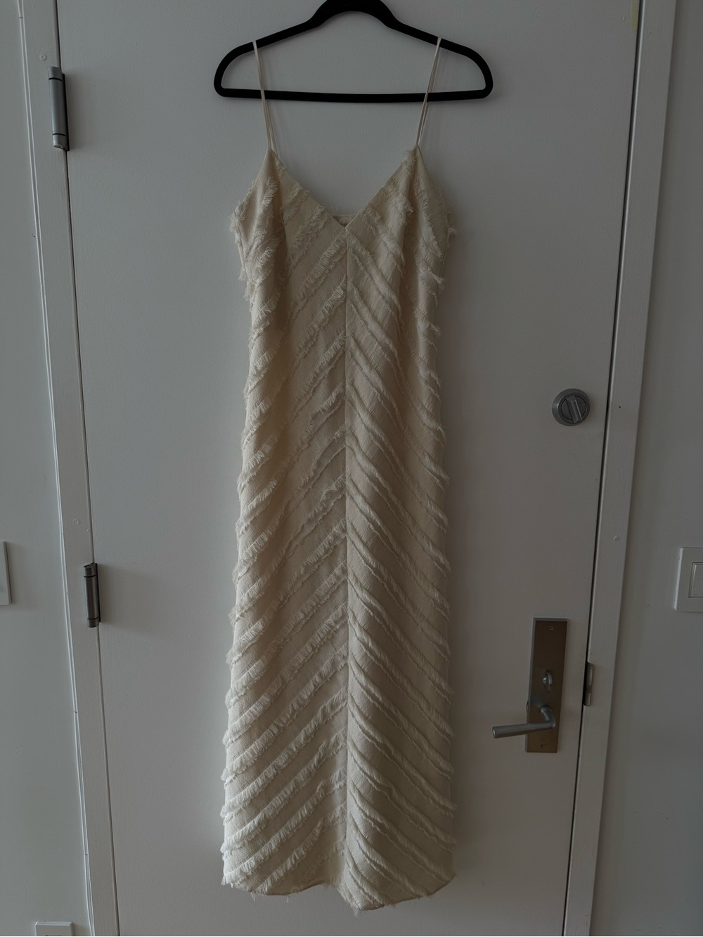 H&M Edition NWT Elegant Cream Fringe Slip Dress with V-Neck